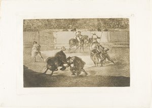 Pepe Illo při předávání "recorte", deska 29 z knihy Umění býčích zápasů od Francisco Jose de Goya y Lucientes