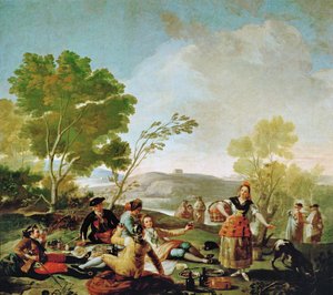 Piknik na břehu řeky Manzanares, kresba pro gobelín (malba na plátně) od Francisco Jose de Goya y Lucientes