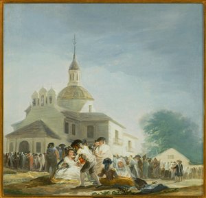 Poutníci před kaplí svatého Isidora La ermita de San Isidro el dia de la fiesta ... (malba na plátně) od Francisco Jose de Goya y Lucientes