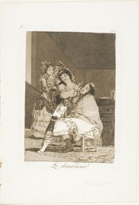 Ona ho ošuká, deska 35 z Los Caprichos od Francisco Jose de Goya y Lucientes