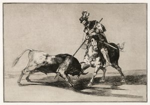 Cid Campeador útočí svým kopím na býka od Francisco de Goya