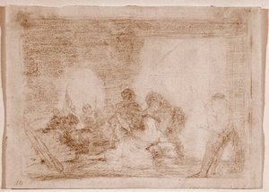The Disasters of War: Muž svědek znásilnění své ženy (Kresba od Francisco de Goya