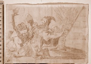 The Disasters of War: Farandole of šarlatánů (přípravná kresba od Francisco de Goya