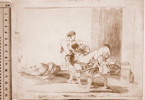 Válečné katastrofy: Na hřbitově (Přípravná kresba od Francisco de Goya