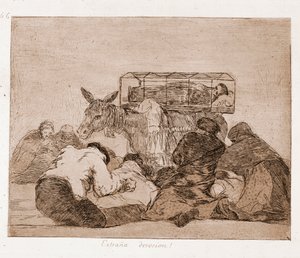 The Disasters of War: Strange devotion (lept z přípravné kresby od Francisco de Goya