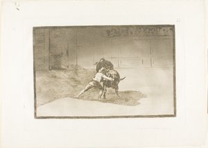 Slavný Martincho umisťuje banderillas, hraje si na býka pohybem svého těla, deska 15 z The Art of Bullfighting od Francisco Jose de Goya y Lucientes