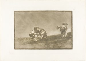 Ten samý muž hodí býka do ringu v Madridu, deska 16 z Umění býčích zápasů od Francisco Jose de Goya y Lucientes
