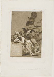The Sleep of Reason Produkuje Monsters, deska 43 z Los Caprichos od Francisco Jose de Goya y Lucientes