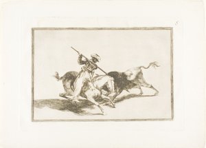 Spirited Moor Gazul je první, kdo kopí býky podle pravidel, deska 5 z Umění býčích zápasů od Francisco Jose de Goya y Lucientes