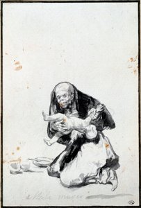 Špatná žena (Mala mujer). Ta zlá žena. Antropofágní scéna, čarodějnice požírá dítě. Gray wash od Francisco Goya y Lucientes (1746-1828) Sun. 0,21x0,14 m Paříž, musee du Louvre od Francisco de Goya