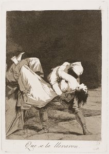 Oni Carried Her Off!, deska osm z Los Caprichos, 1797-99 od Francisco de Goya