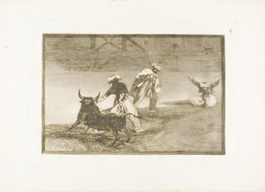 Hrají Another with the Cape in an Enclosure, deska čtyři z The Art of Bullfighting od Francisco Jose de Goya y Lucientes
