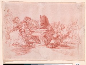 War Destres: „Tohle je nejhorší““. Zastoupení příznivců monarchie Ferdinanda VII Španělského jako zvířata. Přípravná kresba červenou tužkou pro lept č. 74 od Francisca de Goya y Lucientes (1746-1828). 1810-1812. Madrid. Muzeum Prado od Francisco de Goya