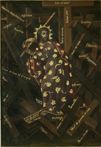 Kristus kříže. Obraz Francisco Moyen (1720-1761), olej na plátně, počátek 18. století. Francouzské umění, barokní umění. Muzeum kláštera Santa Teresa, Potosi, Bolívie. od Francisco Moyen