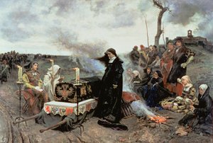Joanna the Mad (1479-1555) Doprovázející rakev Filipa Hezkého (1478-1506) do Cartuja de Miraflores v Granadě, 1877