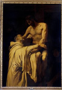 Kristus bere svatého Bernarda z Clairvaux (San Bernardo di Chiaravalle) (1090-1153) v náručí Obraz Francisco Ribalta (1565-1628) 1621 Sun. 1,58x1,13 m Madrid, Musee du Prado