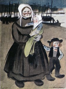 Hladomor v Bretani, ilustrace ze speciálního vydání „La Vie en Rose“ vyrobeného ve prospěch Bretonců, 1903