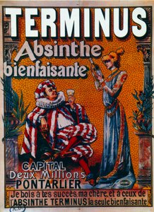 Reklama na Terminus „prospěšný absint“ od Pontarlier (plakát)