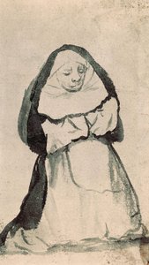 Klečící jeptiška v modlitbě, začátek 19. století (kresba) od Francisco de Goya