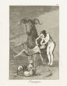 Beproevingen Ensayos (název na objektu) Los Caprichos (název série) od Francisco de Goya