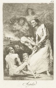 Blaas Sopla (název na objektu) Los Caprichos (název série) od Francisco de Goya