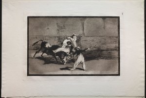 Býčí zápasy: Moor chycený býkem v ringu od Francisco de Goya