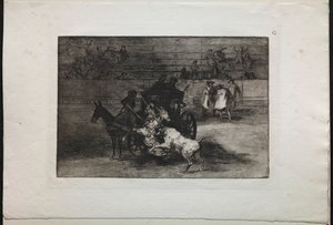 Býčí zápasy: Bojujte v kočáru zapřaženém do dvou mezků od Francisco de Goya