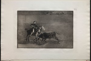 Býčí zápasy: Mužná odvaha oslavované Pajuelery v (Prsten) na Saragose od Francisco de Goya