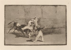 Zasraný Maur na náměstí (Moor chycený býkem v ringu) od Francisco de Goya