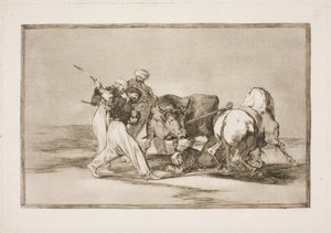 Maurové, kteří se usadili ve Španělsku a opustili pověru v Koránu, získali toto umění lovu a nabodnutí býka na pláni. od Francisco de Goya