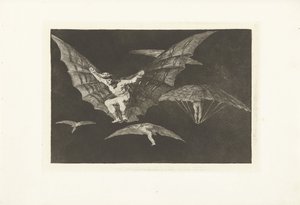 Způsob létání Mono de volar Los Disparates (The follies) (název série) Los Proverbios (The Proverbs) (název série) od Francisco de Goya