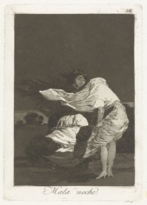 špatná noc Mala noche (název na objektu) Los Caprichos (název série) od Francisco de Goya