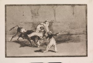 Maur zajatý býkem v aréně od Francisco de Goya