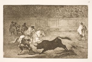 Španělský jezdec láme krátké oštěpy pomocí svých vteřin od Francisco de Goya