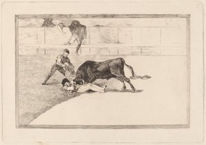 Nešťastná smrt Pepe Illo na Plaza de Madrid (Nešťastná smrt Pepe Illo v ringu v Madridu) od Francisco de Goya