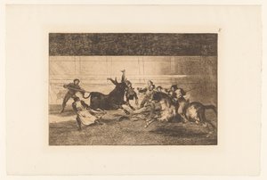 Muž nabodnutý na býčí roh Mort de Pepe Illo Býčí zápasy (název série) La Taureaumachie (název série) La Tauromaquia (název série) od Francisco de Goya