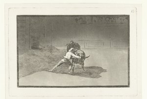 Martincho v gevechtu potkal een stier Slavný Martincho dává banderillas na přestávku Stierenvechten (název série) Býčí zápasy (název seriálu) od Francisco de Goya