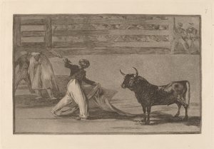 Původ harpun nebo banderil (Origin of the Harpoons nebo Banderillas) od Francisco de Goya