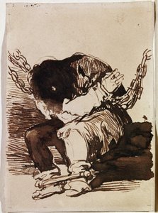Vězeň řetěz sedí. (Přípravný výkres od Francisco de Goya