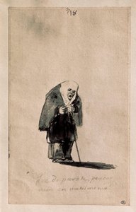 Que disparate, pensar aun en matrimonio (Jaký nesmysl, stále myslet na manželství), c. 1819-23 (štětec, tuš, předkresba černým kamenem, na bílém položeném papíře) od Francisco de Goya