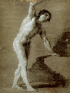 Škola kreslení, c. 1790 (kresba uhlem na šedém papíře) od Francisco de Goya