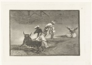 Toreadoři v aréně Kapské otro encerrado Býčí zápasy (název seriálu) La Tauromaquia (název série) od Francisco de Goya