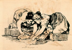 The Washerwomen, konec 18.-začátek 19. století (kresba) od Francisco de Goya