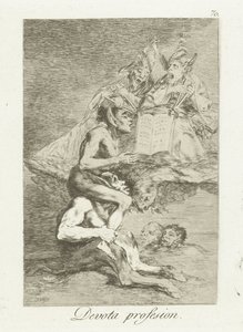 zbožné vyznání Devota Profesion (titul na předmětu) Los Caprichos (název série) od Francisco de Goya