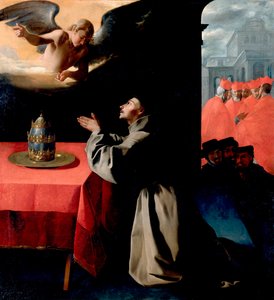 "" Svatý Bonaventura (Giovanni di Fidanza, zvaný Dr. Seraphique, sv. Bonaventura) (1221-1274) v modlitbě "" Obraz Francisco de Zurbaran (1598-1664) 1629 Slunce 239x222 cm Gemaldegallerie, Drážďany Německo od Francisco de Zurbaran