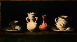 Zátiší Džbány, hrnce. Obraz Francisco de Zurbaran (1598-1664) 1633 Ne. 46x84 cm Madrid, muzeum Prado od Francisco de Zurbaran