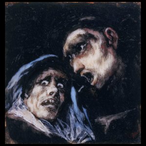 Mnich mluví se starou ženou od Francisco de Goya