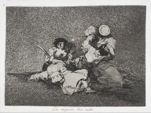 Ženy dodávají odvahu (Las mugeres dan valor) ze série The Disasters of War (Los Desastres d ... od Francisco de Goya