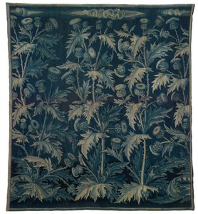 Gobelín, Verdure s bodláky nebo Les Chardons, francouzsko-vlámský, vyrobený cca 1500 (vlna)