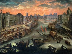 Pohled na Paříž z Pont Royal od Franco Flemish School